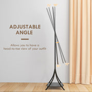 Full Length Freestanding Dressing Mirror With Adjustable Angle And Storage Shelf, Grey