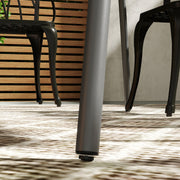 Grey 6 Seater Outdoor Dining Table with Slatted Top and Steel Frame