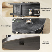 Charcoal Grey Round Lift Top Coffee Table With Storage Shelf For Living Room Or Office