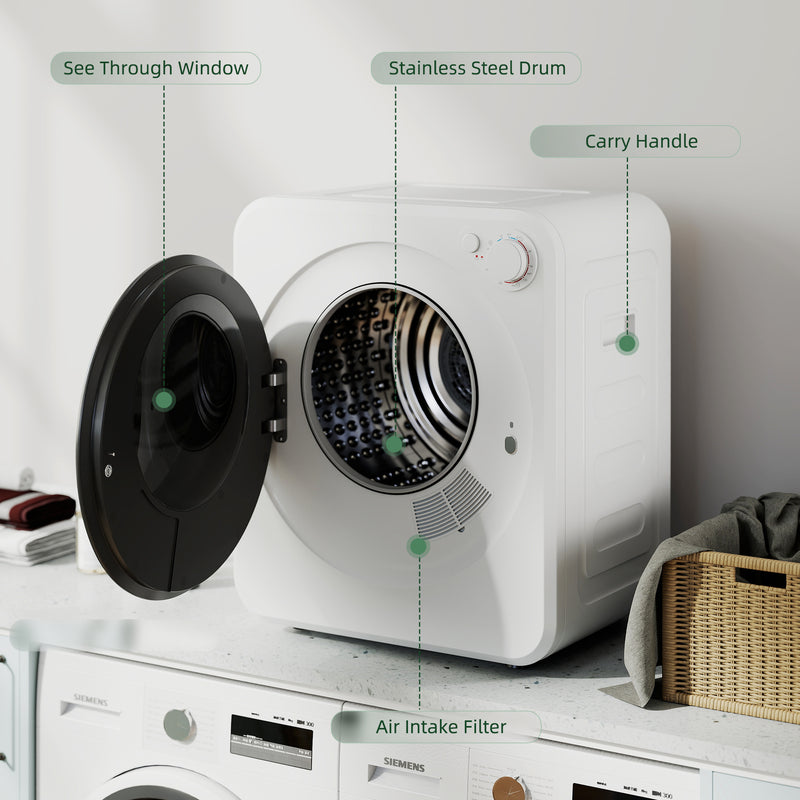 Compact Tumble Dryer for Small Flats with 5 Programmes and Flexible Installation White