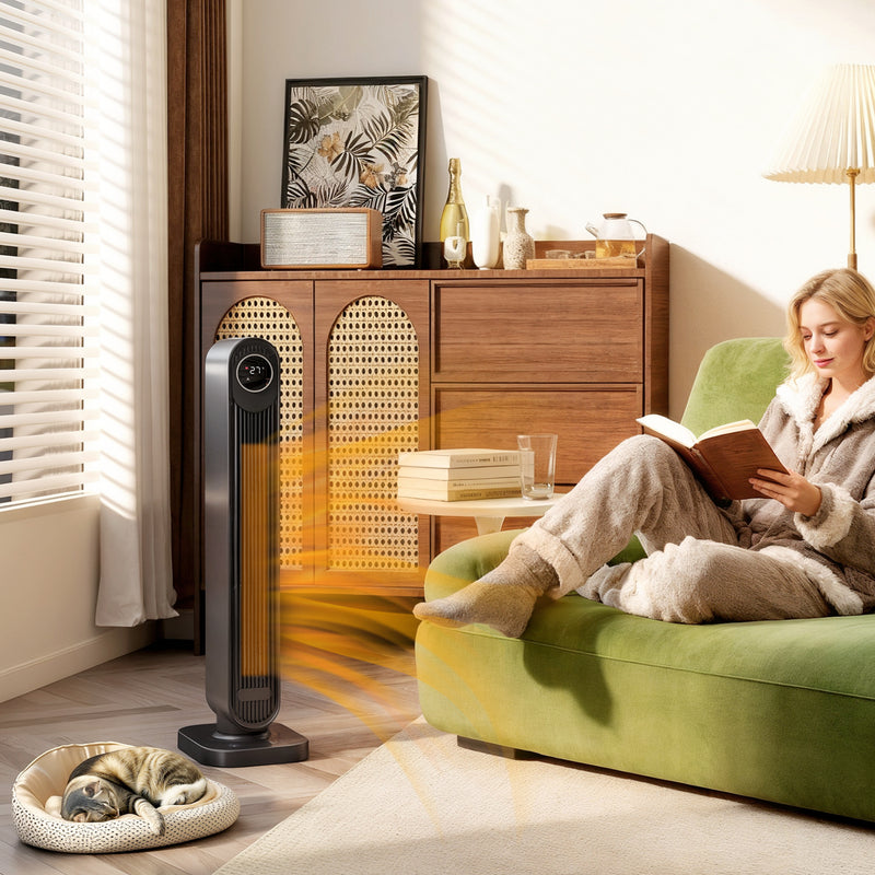 2000W Ceramic Electric Heater with Fan Timer Remote Control and Oscillation for Home or Office Black