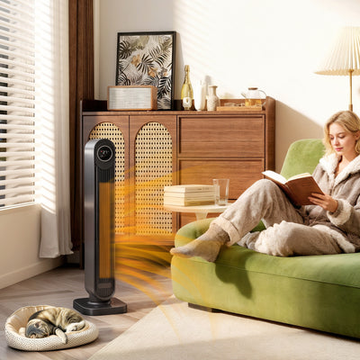 2000W Ceramic Electric Heater with Fan Timer Remote Control and Oscillation for Home or Office Black