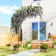 Garden Arch for Patios and Hard Surfaces with Stable Base for Events and Climbing Plants Black Outsunny