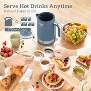 2 Slice Toaster and 1.7L Kettle Set with Textured Design for Modern Kitchens Blue