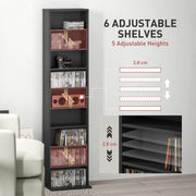 Black Narrow CD Storage Tower Cabinet for Small Spaces 260 Disc Capacity