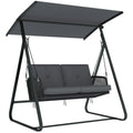 2 Seater Garden Swing Chair with Cushions and Adjustable Canopy for Shaded Relaxation Dark Grey Outsunny