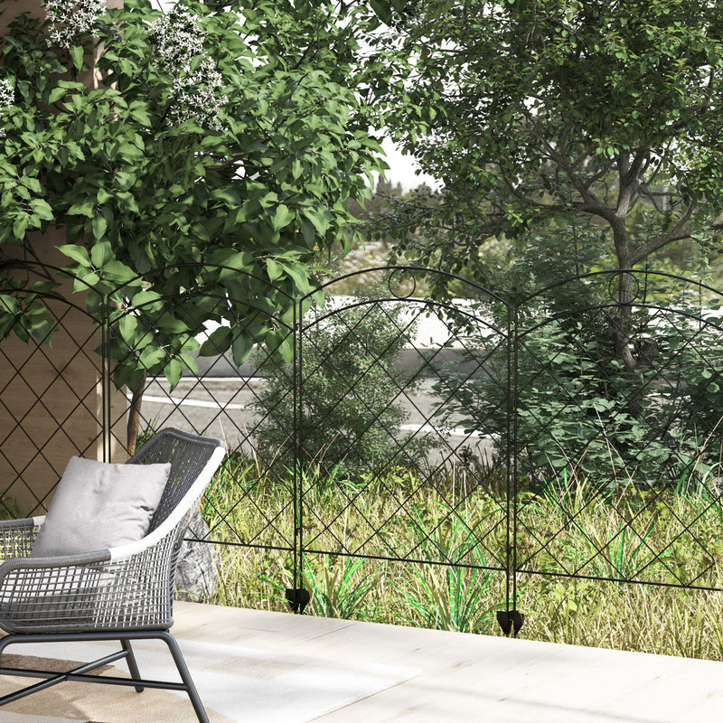 Black Decorative Steel Garden Fence Panels Set of 8 for Flower Beds and Pet Barrier