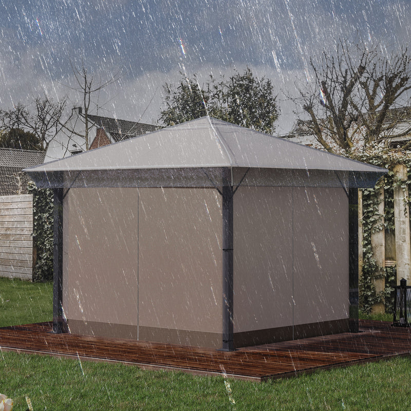 Waterproof 3 x 3m Gazebo Canopy Cover Ideal for Outdoor Events and Garden Use Grey AOSOM
