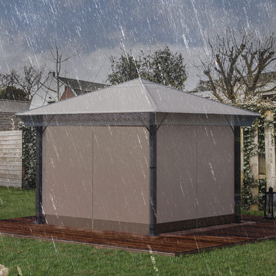 Waterproof 3 x 3m Gazebo Canopy Cover Ideal for Outdoor Events and Garden Use Grey AOSOM