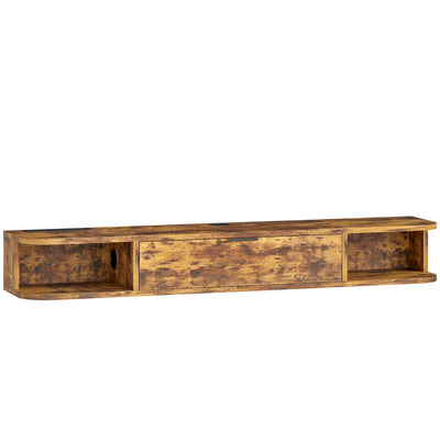 Wall Mounted TV Unit 120 cm for TVs up to 50 Inch with Storage Shelf Rustic Brown