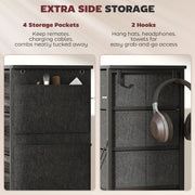 Chest of Five Fabric Drawers With Wooden Top for Bedroom or Hallway Storage Black