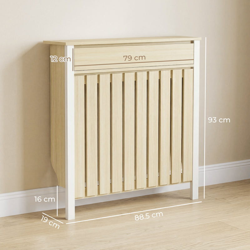 Radiator Cover with Drawer for Safe Heat and Extra Storage Oak Homcom