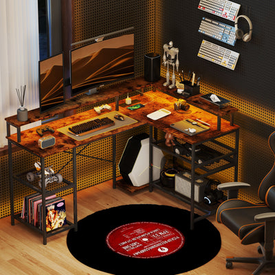 L Shaped Gaming Desk with LED Lights and Power Outlets 150cm Corner Computer Desk by HOMCOM