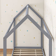 Scandinavian Style Wooden Single Bed Frame For Kids With Solid Pine Base Grey