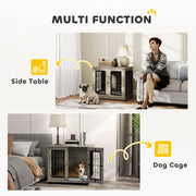 Indoor Dog Crate End Table with Soft Cushion and Lockable Door for Medium Dogs Black