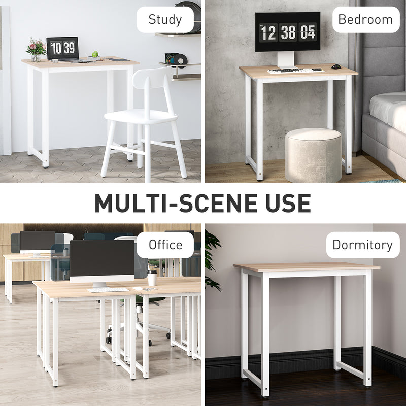 White Computer Desk 80cm Home Office Workstation with Metal Frame Easy Assembly by HOMCOM