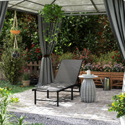 Grey 5 Level Adjustable Reclining Mesh Sun Lounger with Steel Frame for Garden and Beach by Outsunny