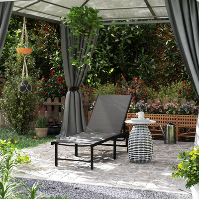 Grey 5 Level Adjustable Reclining Mesh Sun Lounger with Steel Frame for Garden and Beach by Outsunny