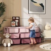 Kids Storage Organiser with Nine Removable Drawers Ideal for Toys and Books Pink
