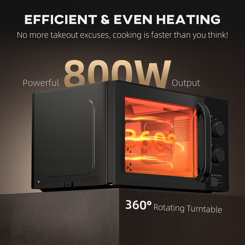 23L 800W Small Black Manual Microwave With 5 Power Levels and Defrost by HOMCOM