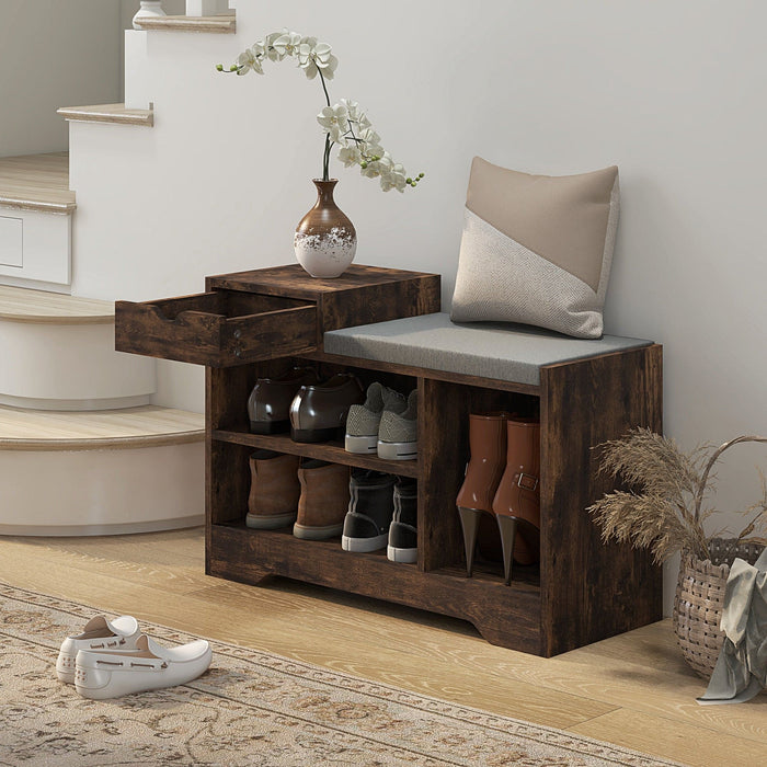 HOMCOM Hallway Bench With Storage, Rustic Brown