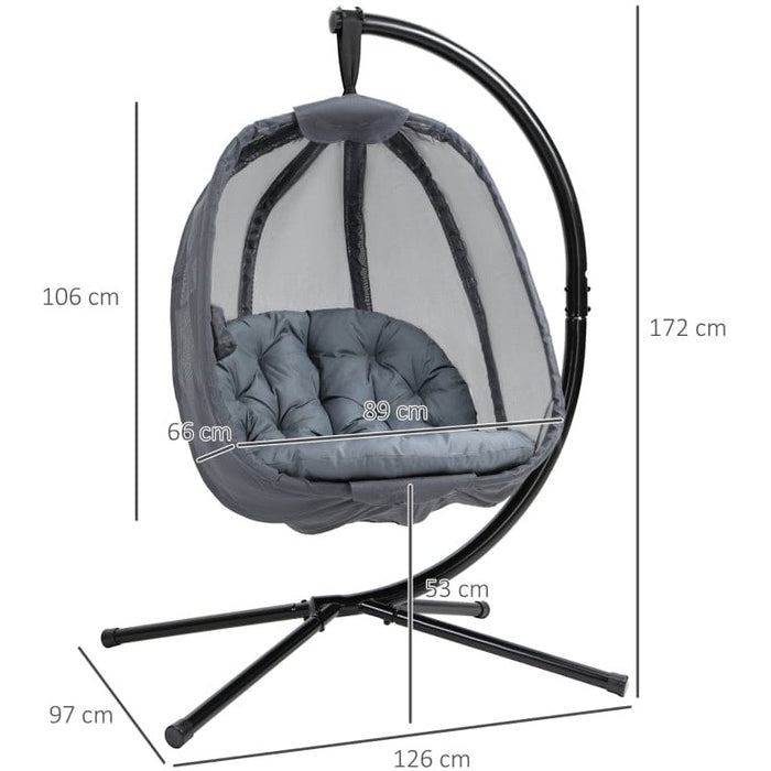 Hanging Egg Chai With Stand, Comfy Cushions, Indoor/Outdoor