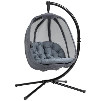 Hanging Egg Chai With Stand, Comfy Cushions, Indoor/Outdoor Outsunny