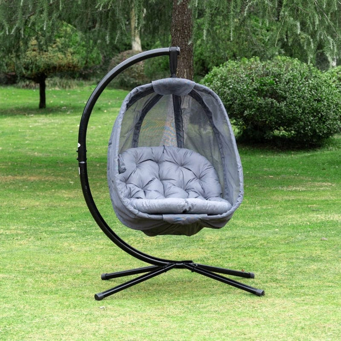 Hanging Egg Chai With Stand, Comfy Cushions, Indoor/Outdoor