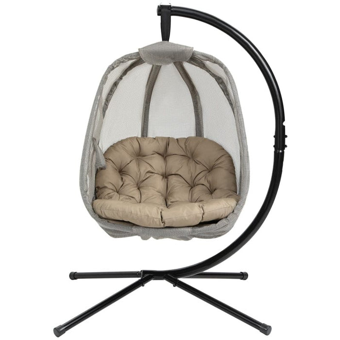 Hanging Egg Chair With Stand, Cushions, Indoor/Outdoor, Khaki