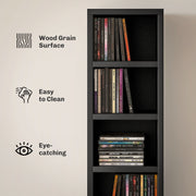 Tall Black CD Storage Tower Holds 204 Discs Slim Media Shelf Unit by HOMCOM