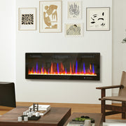 Wall Mounted Electric Fireplace 50 Inch With Recessed Design And Dual Heat Settings Black