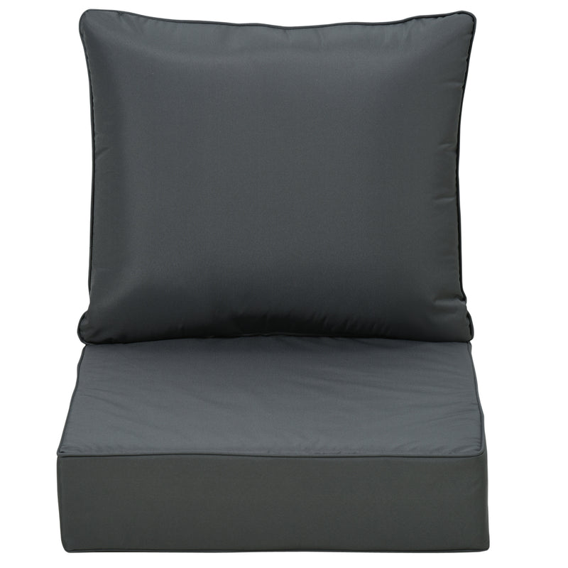 Dark Grey Outdoor Seat and Back Cushion Set Fade Resistant for Rattan or Patio Chairs