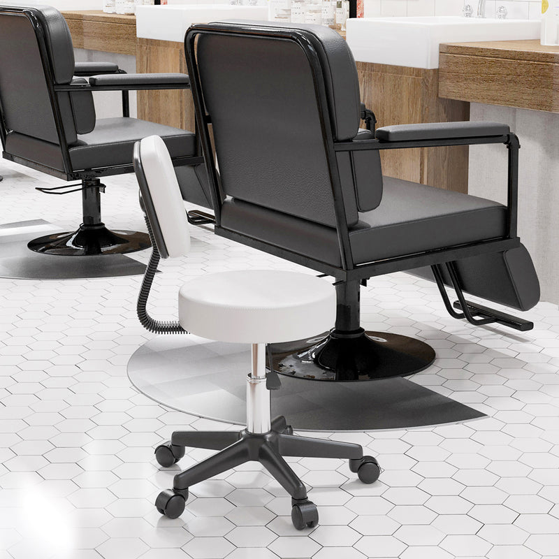 Swivel Salon Chair with Adjustable Height and Cushioned Seat for Hairdressers, White