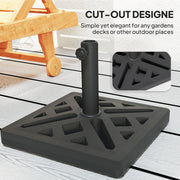 Black 15kg HDPE Garden Parasol Base with Cut-Out Design for Deck and Poolside by Outsunny