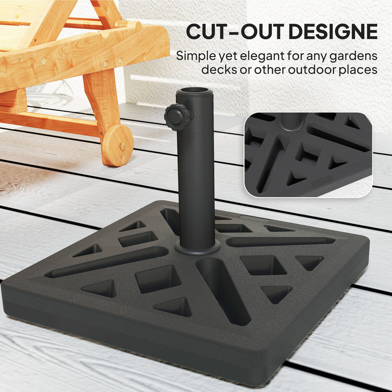 Black 15kg HDPE Garden Parasol Base with Cut-Out Design for Deck and Poolside by Outsunny