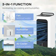 Portable Three Speed Air Conditioner with Remote Control and Ice Pack for Home Use, White