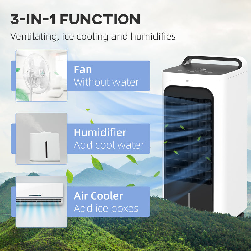 Portable Three Speed Air Conditioner with Remote Control and Ice Pack for Home Use, White