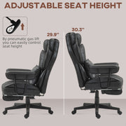 Ergonomic Executive Office Chair With Footrest Lumbar Support And Recline Function, Black