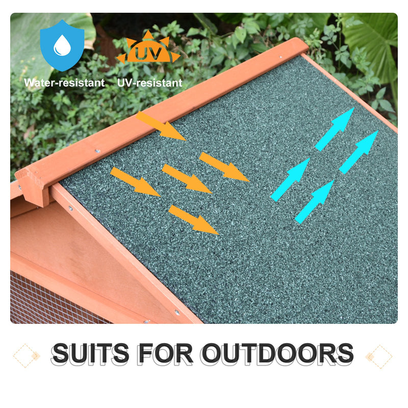 Two Level Wooden Hutch for Guinea Pigs with Slide Out Tray Ideal for Outdoors, Red and Brown