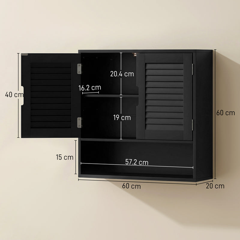 Wall Mounted Bathroom Cabinet With Adjustable Shelves For Compact Storage Black AOSOM