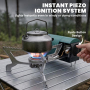 Portable Folding Gas Stove for Safe Outdoor Cooking with Auto Shut-Off Green AOSOM