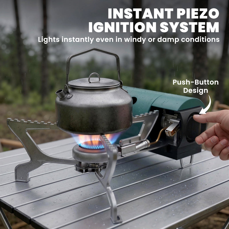 Portable Folding Gas Stove for Safe Outdoor Cooking with Auto Shut-Off Green AOSOM