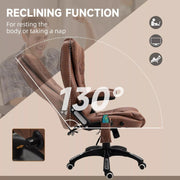 Image of a Heated Massage Office Chair with swivel wheels, padded arm rests, reclining backrest, and height adjustment.

The chair is wrapped in comfy microfibre cloth. 

This chair is ideal for home office