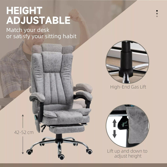 Image of a Light Grey Heated Massaging Office Chair With Wheels