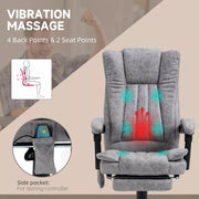 Image of a Light Grey Heated Massaging Office Chair With Wheels