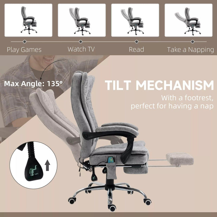 Image of a Light Grey Heated Massaging Office Chair With Wheels