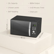23L 800W Digital Solo Microwave with 5 Power Levels and Auto Cook Menus by HOMCOM
