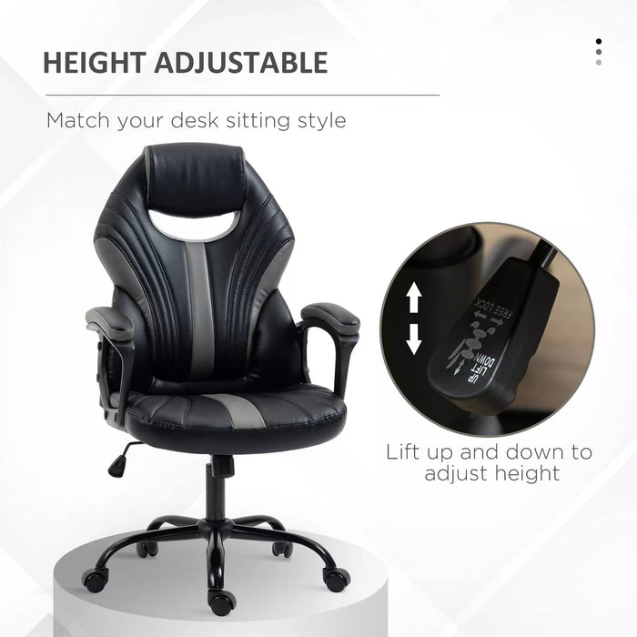 Image of a Height Adjustable Gaming Chair by Vinsetto. The chair has a swivel base with wheels.