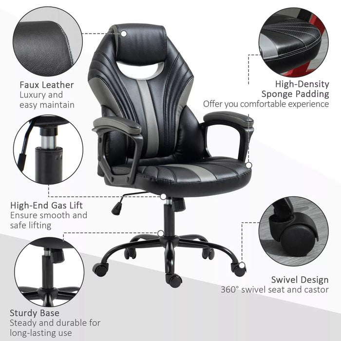 Image of a Height Adjustable Gaming Chair by Vinsetto. The chair has a swivel base with wheels.