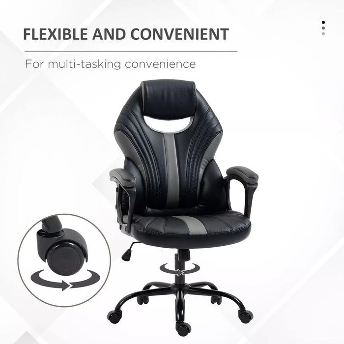 Image of a Height Adjustable Gaming Chair by Vinsetto. The chair has a swivel base with wheels.